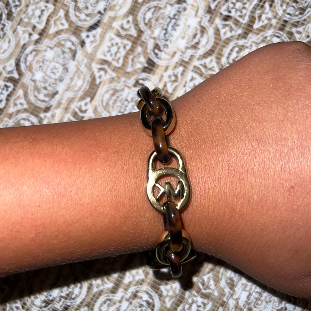 Michael Kors cheetah and gold bracelet